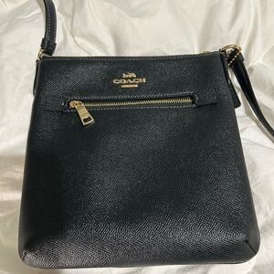Coach Black leather Crossbody Bag with Gold Accents